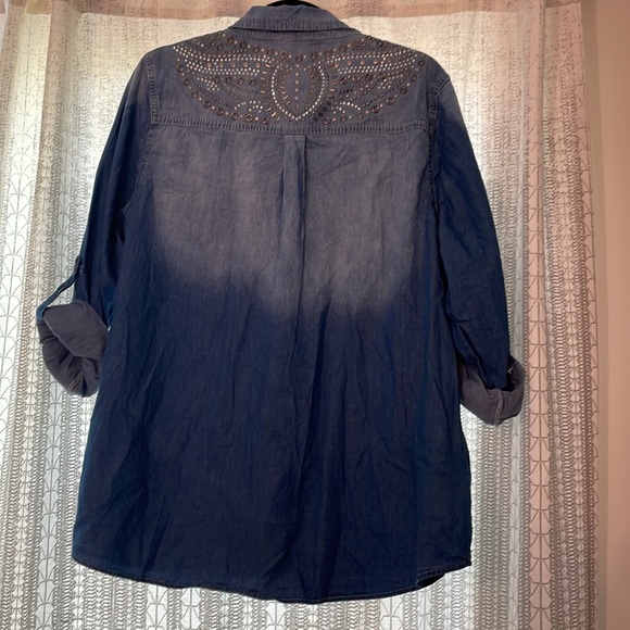 Tantrums button up shirt XXL with studded rhinestone design on back. - Picture 2 of 5